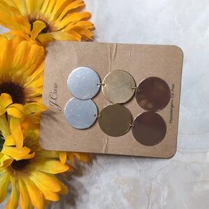J. Crew Tri-Color Disc Earrings Hypoallergenic NWT
